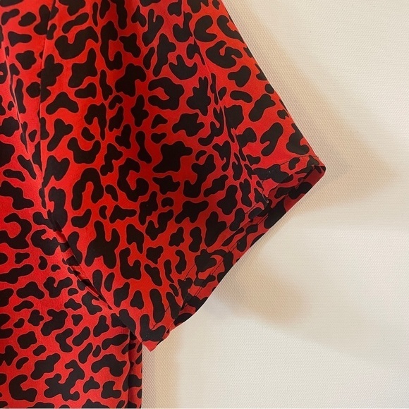 Clio Vintage Silk Short-Sleeve Top Leopard Print Small - Picture 2 of 6